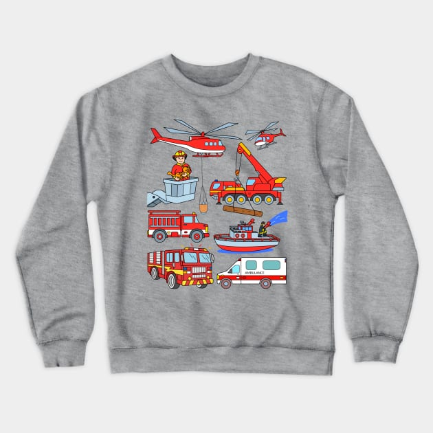 Ambulance Fire Department Fireman Trucks and Vehicles Crewneck Sweatshirt by samshirts